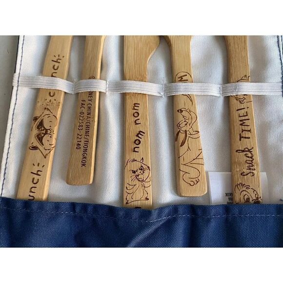 5 Piece Disney Parks Disney Critters Travel Bamboo Utensil Set With Case Pluto - Picture 12 of 12